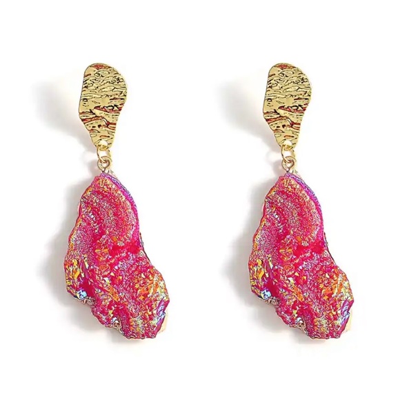 ◾️Volcanic Rock Earring (Pink) - Picture 2 of 5